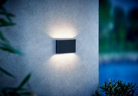 Flache LED-Außenwandleuchte schwarz Superschlankes Design